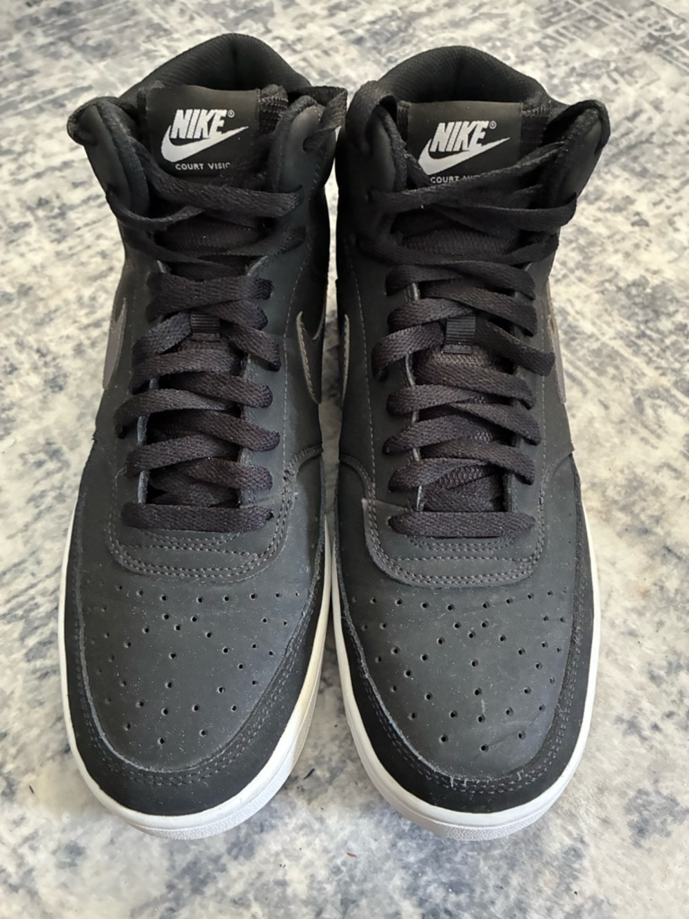 Nike Court Vision Mid SIZE 10 Black Sneakers with Gray Swoosh